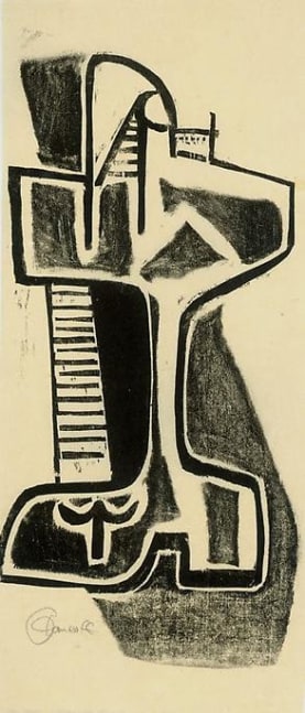 Inv# AWdC 0801-9 Untitled, c.1940s
Water Soluble Printer&amp;#39;s Ink
on Handmade Japanese Laid Paper
12 1/2 x 5 3/8 inches&amp;nbsp;
31.75 x 13.65 cm