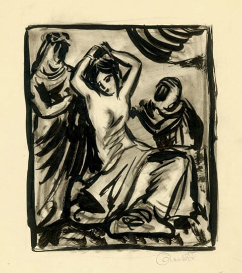 Inv# PII 022 &amp;quot;Alba Dressing Her Hair&amp;quot;, c. 1920s-1930s
Ink and graphite on Polished Paper
12 7/16 x 9 1/2 inches
31.6 x 24.13 cm