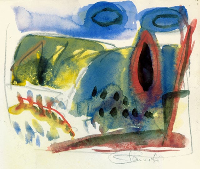 Inv# RYBWC 004 Untitled, c. 1950s
Watercolor on Strathmore Paper
10 3/4 x 8 inches&amp;nbsp;&amp;nbsp;
27.31 x 20.32 cm
