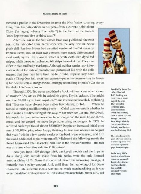 Chapter 22, &amp;quot;Misunderstanding Dr. Seuss&amp;quot; Pg. 343.
Impulse Items&amp;#39; &amp;quot;Cat in the Hat&amp;quot; and &amp;quot;Thing One&amp;quot; dolls.