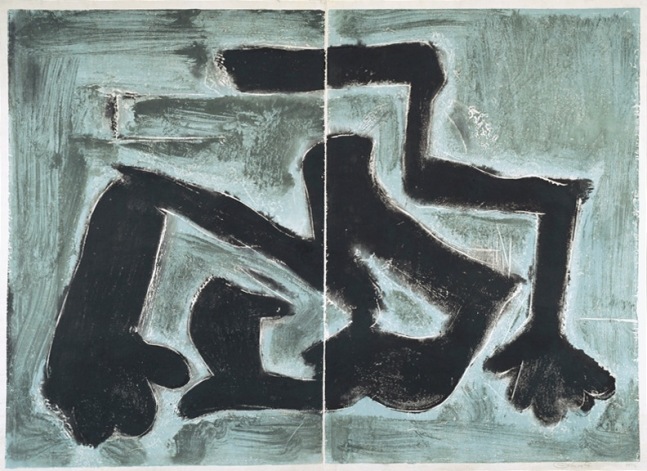 Untitled, PP 2083 c. 1972
Water Soluble Printer&amp;rsquo;s Ink and Casein
on Handmade Japanese Paper
H:&amp;nbsp;28 3/4 x W: 40 7/8 inches