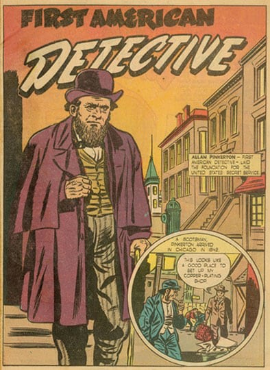 Inv# CS 0073 True Comics, 1940s
&amp;quot;First American Detective&amp;quot;&amp;nbsp;
Color Reproduction on Newsprint
10 1/4 x 7 5/16 inches&amp;nbsp;&amp;nbsp;
26.04 x 18.57 cm