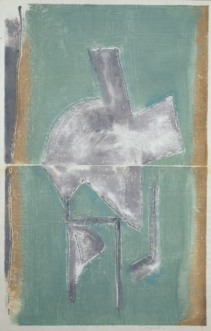 Untitled, PP 2049, 1972
Water Soluble Printer&amp;#39;s Ink and Casein
on Handmade Japanese Paper
H: :​39 7/16 x W: 25 inches