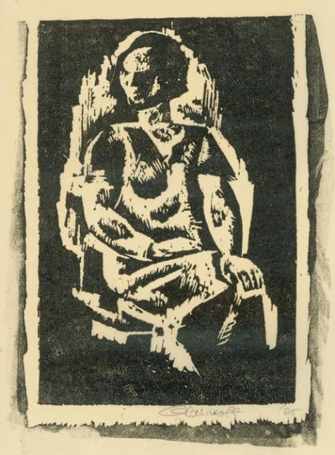 Seated Woman
RBWWdC 1206
Hand Printed Woodcut&amp;nbsp;
Oil Based Printer&amp;#39;s Ink
on Handmade Japanese Paper
One of Fourteen Extant Impressions
H: 10 3/4 x W: 7 1/8 inches