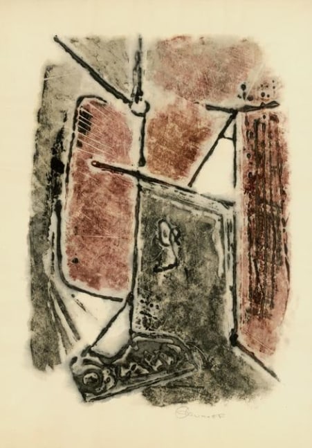 AWdC-CM 1702
Hand Printed
Water Soluble Printer&amp;#39;s Ink
On Handmade Japanese Paper
One of Seven Unique Impressions

H: 18 3/16
W: 13