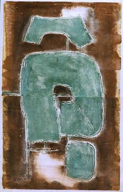 Inv# PP 2040 Untitled, c.1972
Water Soluble Printer&amp;#39;s Ink and Casein
on Handmade Japanese Paper
38 7/8 x 25 1/8 inches
98.76 x 63.83 cm

Collection: Worcester Museum of Art