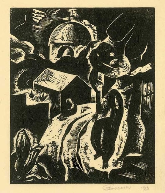 Inv# RBWWdC 0501-23-1 Untitled, 1923
Oil Based Printer&amp;#39;s Ink / Woodcut
on Handmade Japanese Laid Paper
7 1/4 x 6 1/4 inches&amp;nbsp;&amp;nbsp;
18.41 x 15.88 cm

Private Collection