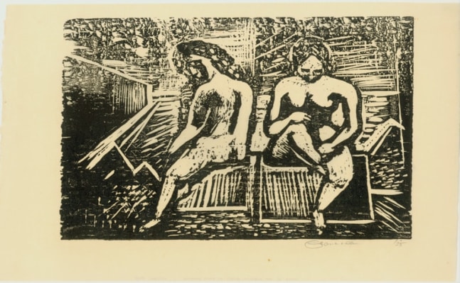 Untitled, RBWWdC 2405-25-12 c.1925 H: 8 13/16 x W: 14 3/8 inches OIl Based Printer&amp;#39;s Ink Woodcut on Japanese Paper