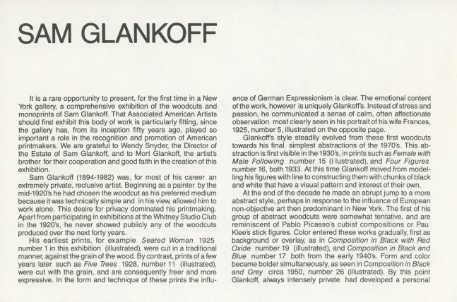 A.A.A. Sam Glankoff: Woodcuts And Monoprints
