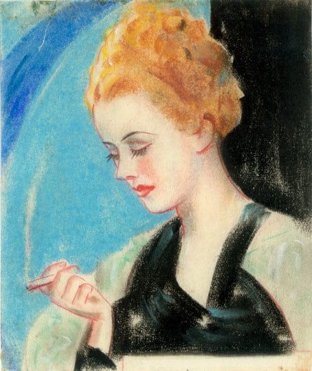 Inv# GDrI 005 Untitled, c. 1930s
Chalk pastel and red pencil on Tissue Paper mounted on board
4 7/16 x 3 3/4 inches
11.28 x 9.53 cm