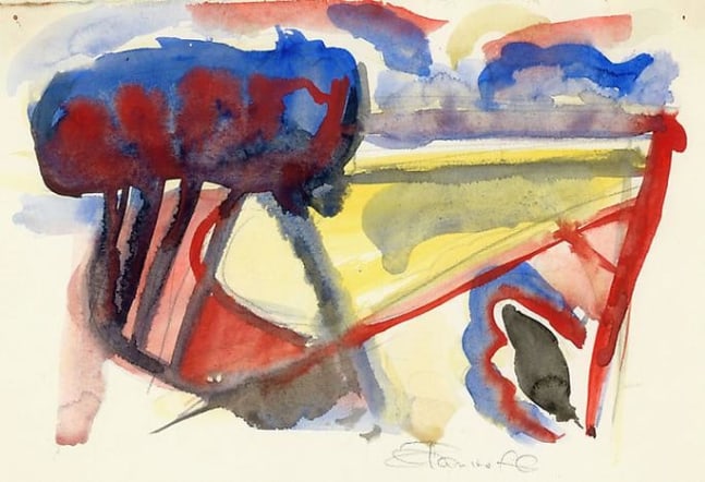 Inv# RYBWC 001 Untitled, c. 1950s
Watercolor on Strathmore Paper
7 3/8 x 10 1/2 inches&amp;nbsp;&amp;nbsp;
18.75 x 26.67 cm