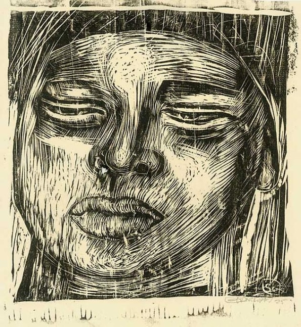 Inv# RBWWdC 2204-25-13 Untitled, c.1925
Oil Based Printer&amp;#39;s Ink / Woodcut
on Handmade Japanese Laid Tissue Paper
11 3/8 x 8 5/8 inches&amp;nbsp;&amp;nbsp;
28.91 x 21.92 cm