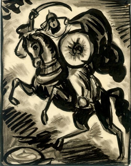 Inv# PII 020 &amp;quot;The Romance of Antar&amp;quot; c. 1920s-1930s
Ink and Graphite on Polished Paper
7 x 5 1/2 inches
17.78 x 13.97 cm