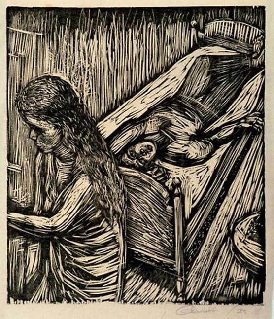 Inv# RBWWdC 1903-25-5 Untitled, c.1925
Oil Based Printer&amp;#39;s Ink / Woodcut
on Handmade Japanese Laid Paper
11 3/4 x 9 3/4 inches&amp;nbsp;&amp;nbsp;
29.84 x 24.77 cm