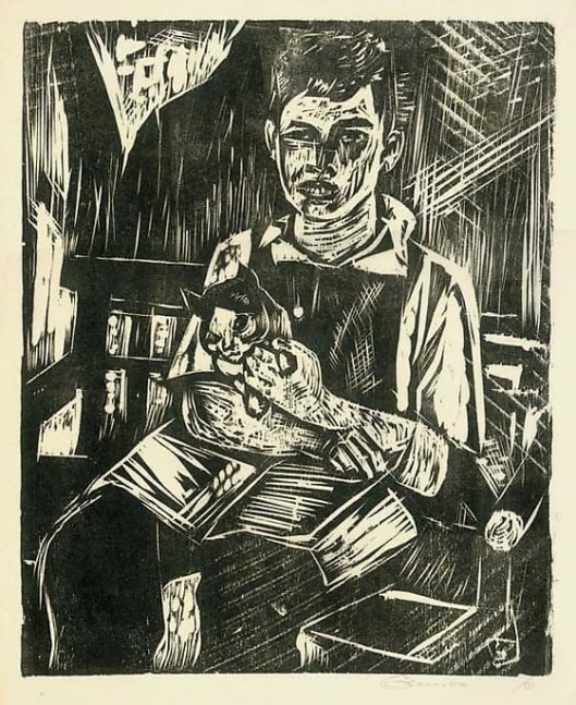 Inv# RBWWdC 4004-31-14 Untitled, c.1931
Oil Based Printer&amp;#39;s Ink / Woodcut
on Handmade Japanese Laid Paper
16 5/8 x 13 3/8 inches&amp;nbsp;&amp;nbsp;
42.24 x 33.99 cm