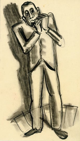 Inv# PII 031 Untitled, c. 1920s-1930s
Ink and charcoal over pencil sketch on Commercial Drawing Paper
5 7/8 x 3 3/38 inches
14.92 x 7.82 cm