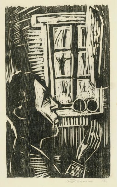 Man at Window
RBWWdC 2903
Hand Printed Woodcut&amp;nbsp;
Oil Based Printer&amp;#39;s Ink
on Handmade Japanese Paper
One of Thirteen Extant Impressions
H: 13 11/16 x W: 8 inches