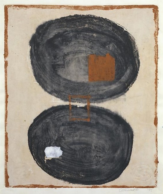 Untitled, PP 1074, c. 1975
Water Soluble Printer’s Ink and Casein
on Handmade Japanese Paper
H: 18 3/16 x W: 15 inches