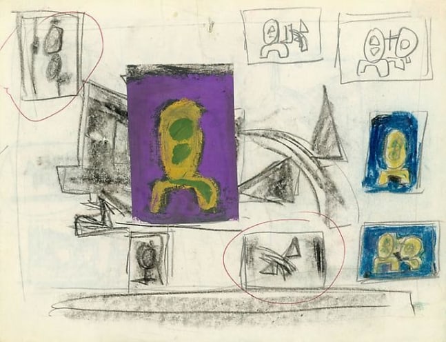 Inv# C 10-OB Untitled, c. 1970s
Ball Point Ink, Graphite, Crayon, Pastel&amp;nbsp;
and Gouache with Collage on Bond Paper
8.5 x 11 inches&amp;nbsp;&amp;nbsp;
21.6 x 27.9 cm