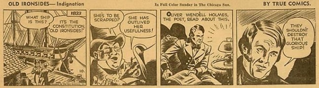Inv# CS 0032 &amp;quot;Old Ironsides&amp;quot;&amp;nbsp;
Indignation by True Comics, 1942
Newspaper Print
3 15/16 x 10 3/4 inches&amp;nbsp;&amp;nbsp;
10.01 x 27.31 cm