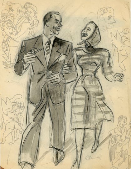 Inv# PII 102 Untitled, c. 1940s
Ink and wash over pencil sketch on Commercial Paper
10 15/16 x 8 7/6 inches
27.79 x 20.32 cm