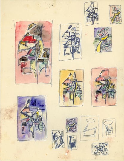Inv# FI 35-OB Untitled, c. 1940s-1950s
Ball Point Ink and Gouache on Wove Paper
11 x 8.5 inches&amp;nbsp;&amp;nbsp;
27.9 x 21.6 cm