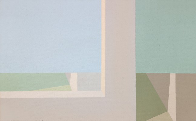 Helen Lundeberg&amp;nbsp;(1908-1999)&amp;nbsp;
Double View, 1973
acrylic on canvas
12 x 16 inches; 30.5 x 40.6 centimeters
LSFA# 10508