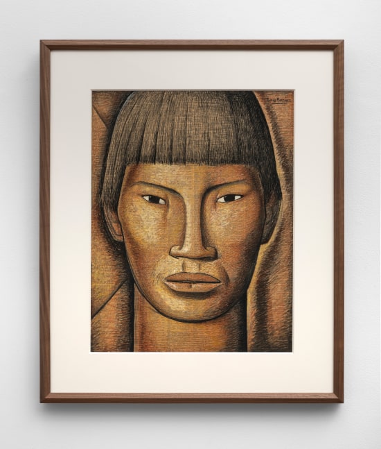 Head of a Young Indian Boy, 1942, tempera and Conté crayon on newsprint (El Universal, October 27, 1942) 22 3/4 x 17 inches;  57.8 x 43.2 centimeters LSFA# 12490