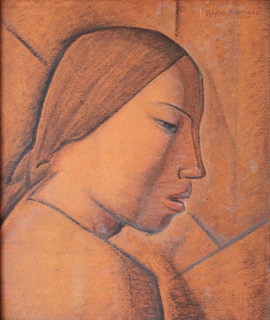 Alfredo Ramos Mart&amp;iacute;nez (1871-1946)
Joven Mexicana, c. 1932&amp;nbsp;
tempera and wash on board
15 1/2 x 12 3/4 inches; 39.4 x 32.4 centimeters
LSFA# 14895&amp;nbsp;