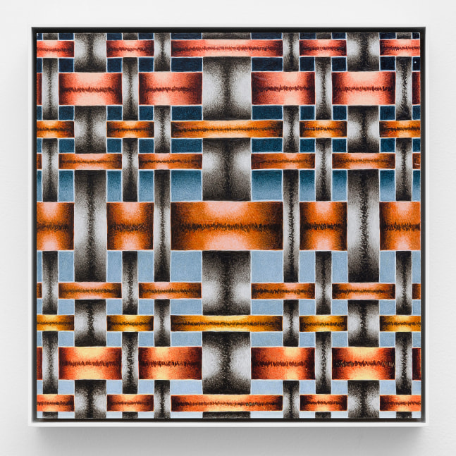 Mark Leonard (b. 1954) Weaving #18, 2014 gouache and synthetic resin on panel 12 x 12 inches; 30.5 x 30.5 centimeters LSFA# 13923