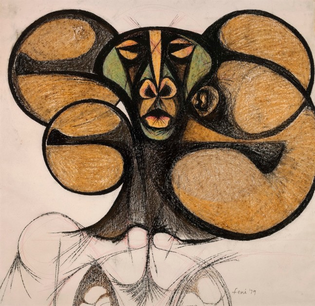Dumile Feni  Dizzy, 1979  oil pastel on paper  36 x 40 inches; 91.4 x 101.6 centimeters  LSFA# 12095