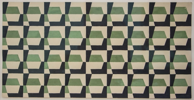 John McLaughlin(1898-1976) Composition in Green &amp; Black, circa 1949 gouache on card stock 8 x 15.75 inches; 20.3 x 40 centimeters LSFA# 13084