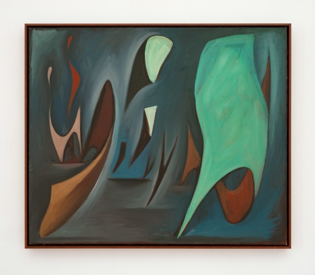 Lorser Feitelson (1898-1978)
Magical Forms, 1947&amp;nbsp;&amp;nbsp;&amp;nbsp;&amp;nbsp;
oil on canvas
30 x 36 inches;&amp;nbsp;&amp;nbsp;76.2 x 91.4 centimeters
LSFA# 01486&amp;nbsp;