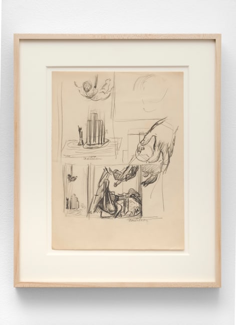 Lorser Feitelson (1898-1978) Study for Flight Over New York, c. 1935 graphite on paper 12 x 9 inches; 30.5 x 22.9 centimeters LSFA# 13859