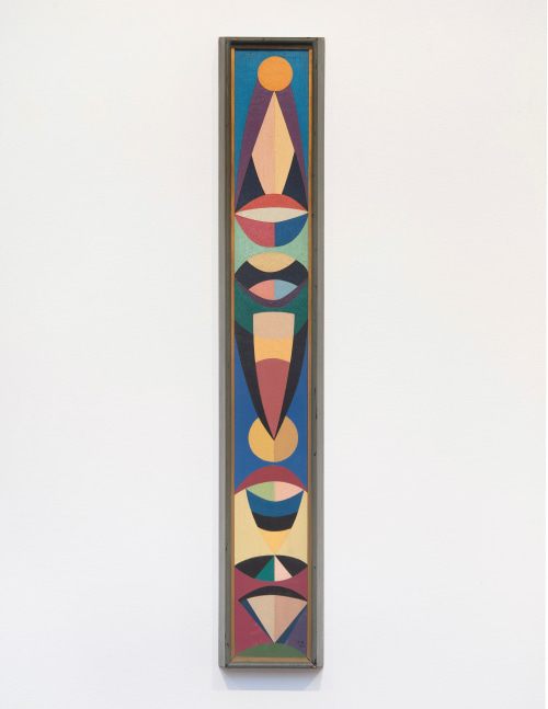 Karl Benjamin (1925-2012)
Small Totem, 1955
oil on canvas
33 x 4 inches;&amp;nbsp; 83.8 x 10.2 centimeters
LSFA# 12156