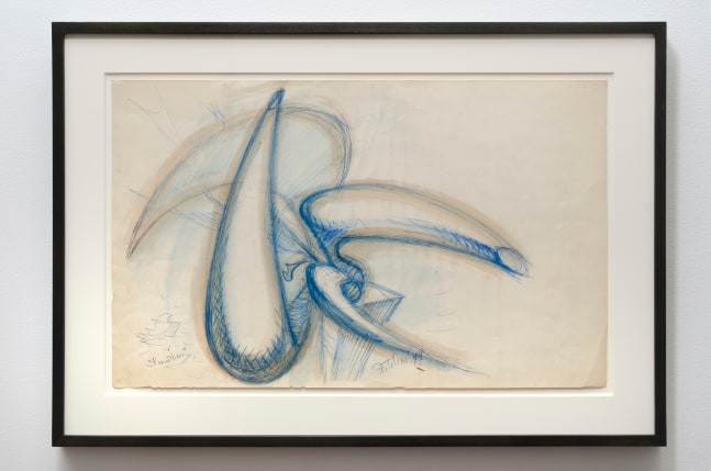 Lorser Feitelson (1898-1978) Study for Prometheus, 1949 ball point and water color on paper 13 1/2 x 22 inches; 34.4 x 55.9 centimeters LSFA# 00367