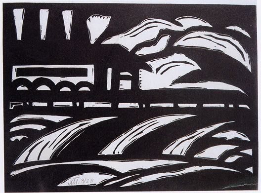 J&amp;aacute;nos Mattis Teutsch

Composition, 1917

linocut on paper published by MA

6 11/16 x 8 7/8 inches; 17 x 22.8 centimeters