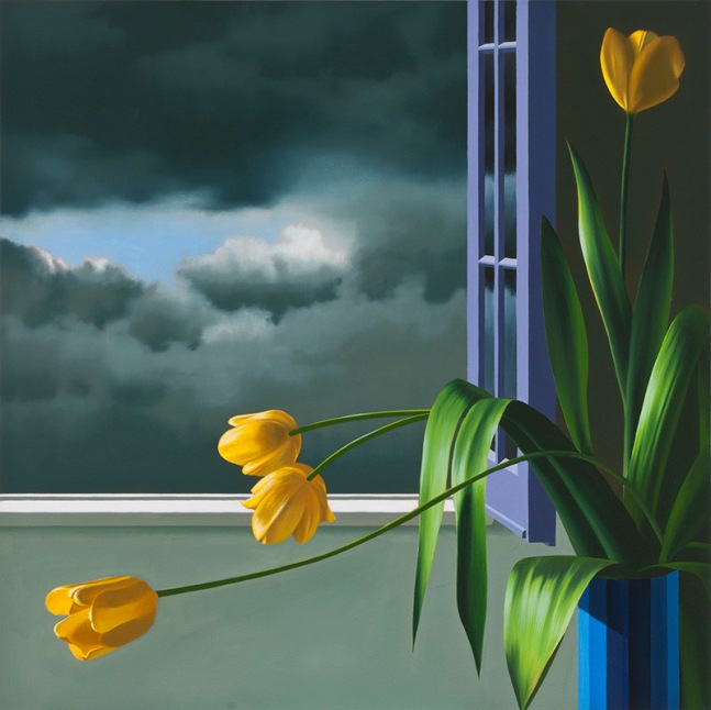 Untitled (Yellow Tulips, Departing Storm), 2011     oil on canvas 32 x 32 inches;  81.3 x 81.3 centimeters LSFA# 12371