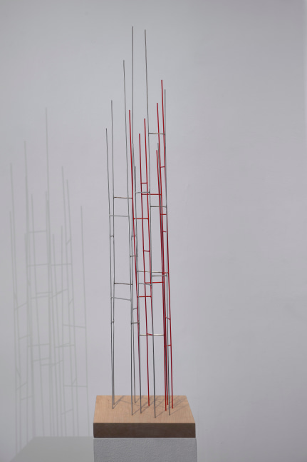 Knopp Ferro (b. 1953) Mikado 22:08, 2012 stainless steel with red pigment 49 x 7 x 9 inches; 124.5 x 18 x 23 centimeters LSFA# 12432