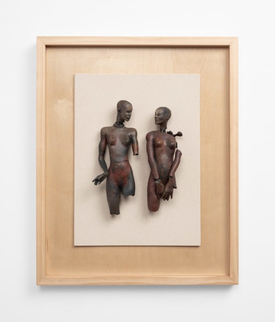 Cecilia Z. Miguez (b. 1955) Variation by Fire: Caught in Conversation, 2025 bronze, wood, and canvas 21 1/2 x 17 1/2 x 3 1/2 inches; 54.6 x 44.5 x 8.9 centimeters LSFA# 16457