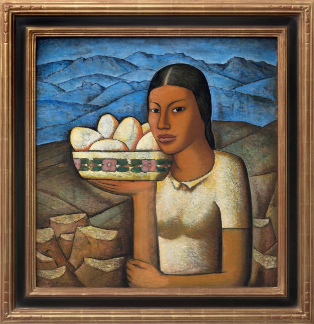 Alfredo Ramos Mart&amp;iacute;nez (1871-1946)
Mujer con Frutas, c. 1934&amp;nbsp;
tempera and India ink on board
24 3/4 x 23 5/8 inches; 62.9 x 60 centimeters
LSFA# 15353&amp;nbsp;