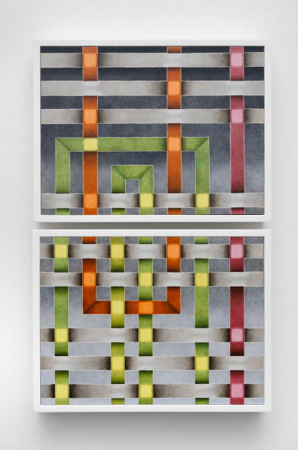 Mark Leonard (b. 1954) Diptych I, December, 2010 gouache and synthetic resin on panel Two panels, each 12 x 16 inches; 30.5 x 40.6 centimeters LSFA# 11881