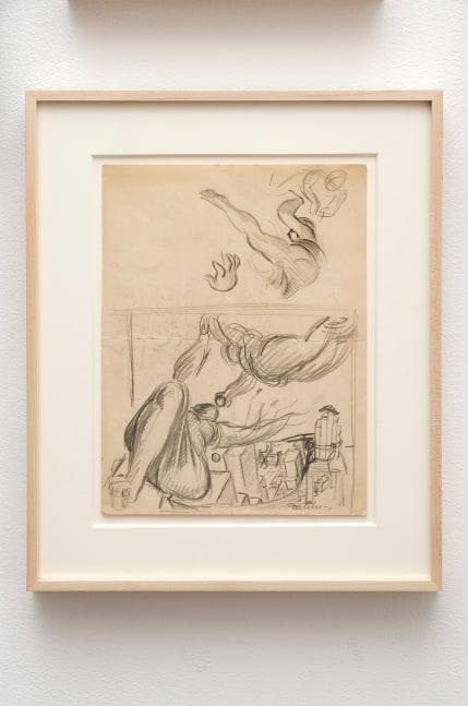 Lorser Feitelson (1898-1978) Study for Flight Over New York, c. 1935 graphite on paper 12 x 9 inches; 30.5 x 22.9 centimeters LSFA# 13860