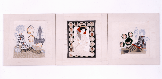 Carlos Arias

Triptico Oriental, 1995

embroidered canvas (3 panels)

22 x 22 inches; 56 x 56 centimeters