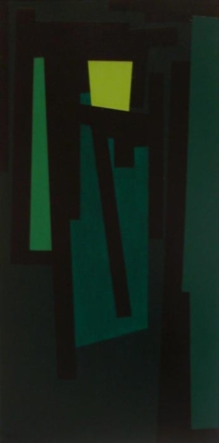 Karl Benjamin (1925-2012)
Tape Grid #36, 1961&amp;nbsp;&amp;nbsp;&amp;nbsp;&amp;nbsp;
oil on canvas
25 x 12 1/2 inches;&amp;nbsp;&amp;nbsp;63.5 x 31.8 centimeters
LSFA# 01519&amp;nbsp;