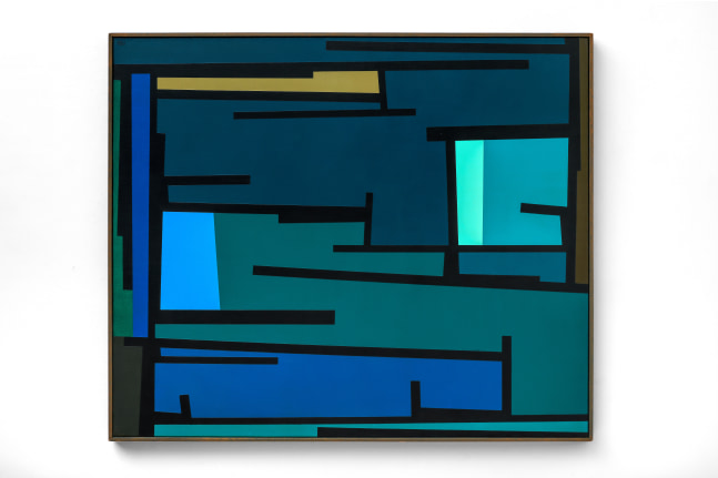 Karl Benjamin (1925-2012) Tape Grid #38, 1961 oil on canvas 42 x 50 inches; 106.7 x 127 centimeters LSFA# 11988