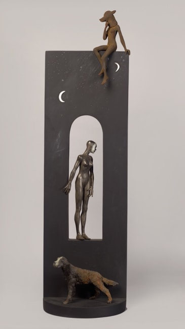 Dawn, the end of a starry night, 2015     bronze, wood, and mixed media 42 1/2 x 12 x 9 inches;  108 x 30.5 x 22.9 centimeters LSFA# 13369