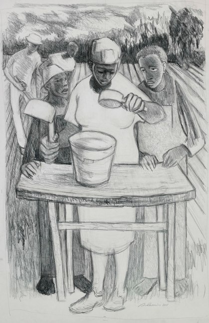 Samella Lewis  Workers, 2011  charcoal on paper  39 1/4 x 27 1/2 inches; 99.7 x 70 centimeters  LSFA# 12094