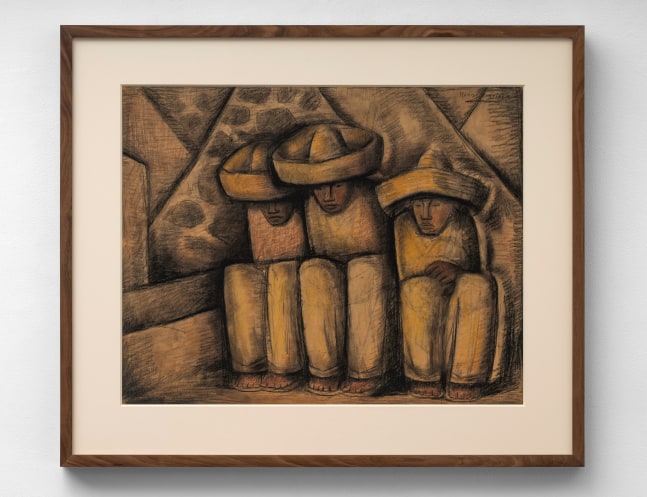 Alfredo Ramos Martínez (1871-1946) Tres Hombres en Reposo, c. 1934     Conte crayon on paper 20 x 25 1/2 inches;  50.8 x 64.8 centimeters LSFA# 14764