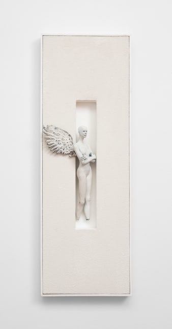 Cecilia Z. Miguez (b. 1955) One Wing Angel, 2025 bronze, wood, ceramic microbeads, and oil paint 36 1/2 x 12 5/8 x 3 1/2 inches; 92.7 x 32.1 x 8.9 centimeters LSFA# 16461